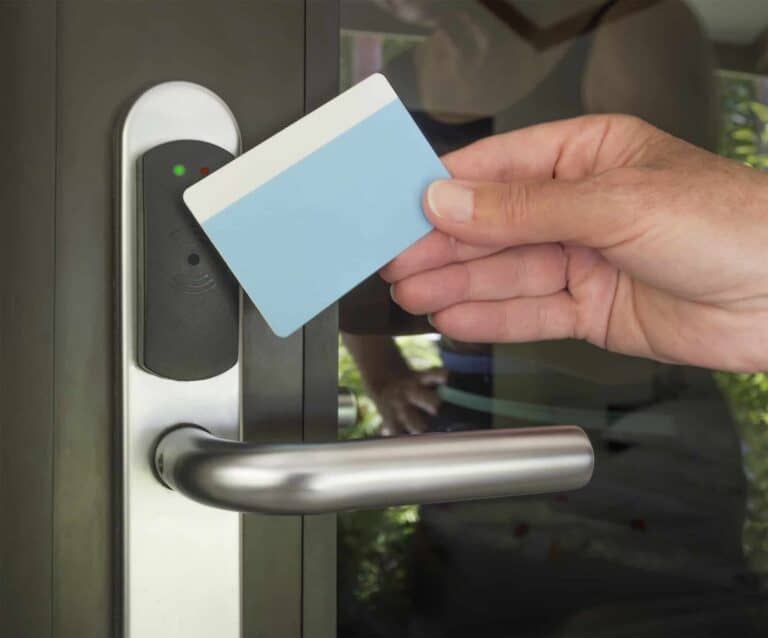 keycard against door key card sensor