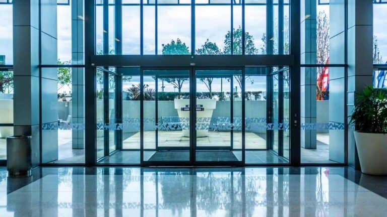 double automatic glass doors