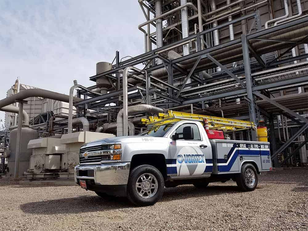 Vortex truck at work site