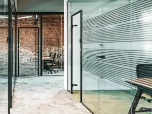 glass doors in hallway