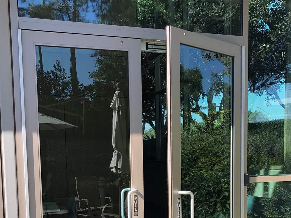 maglock circle - two glass doors side by side