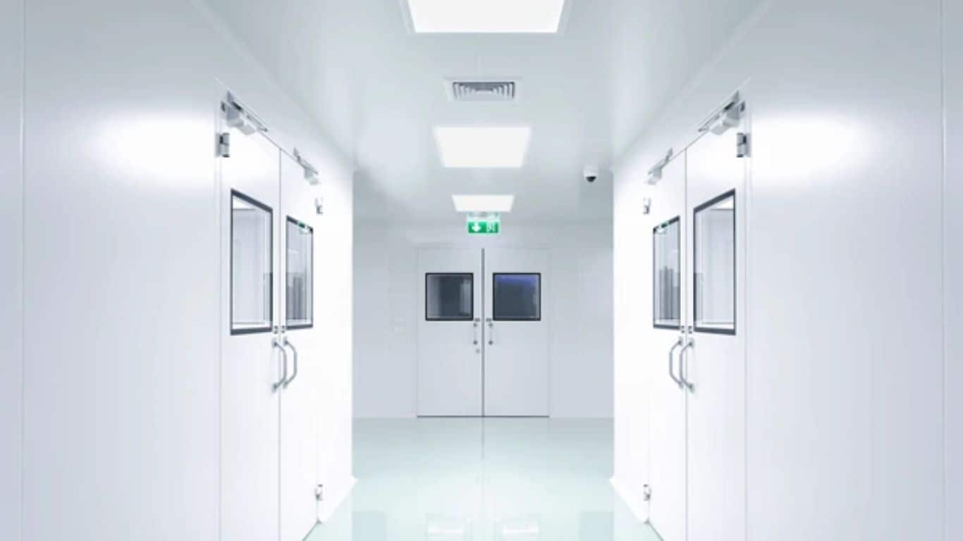 clean area with clean room doors