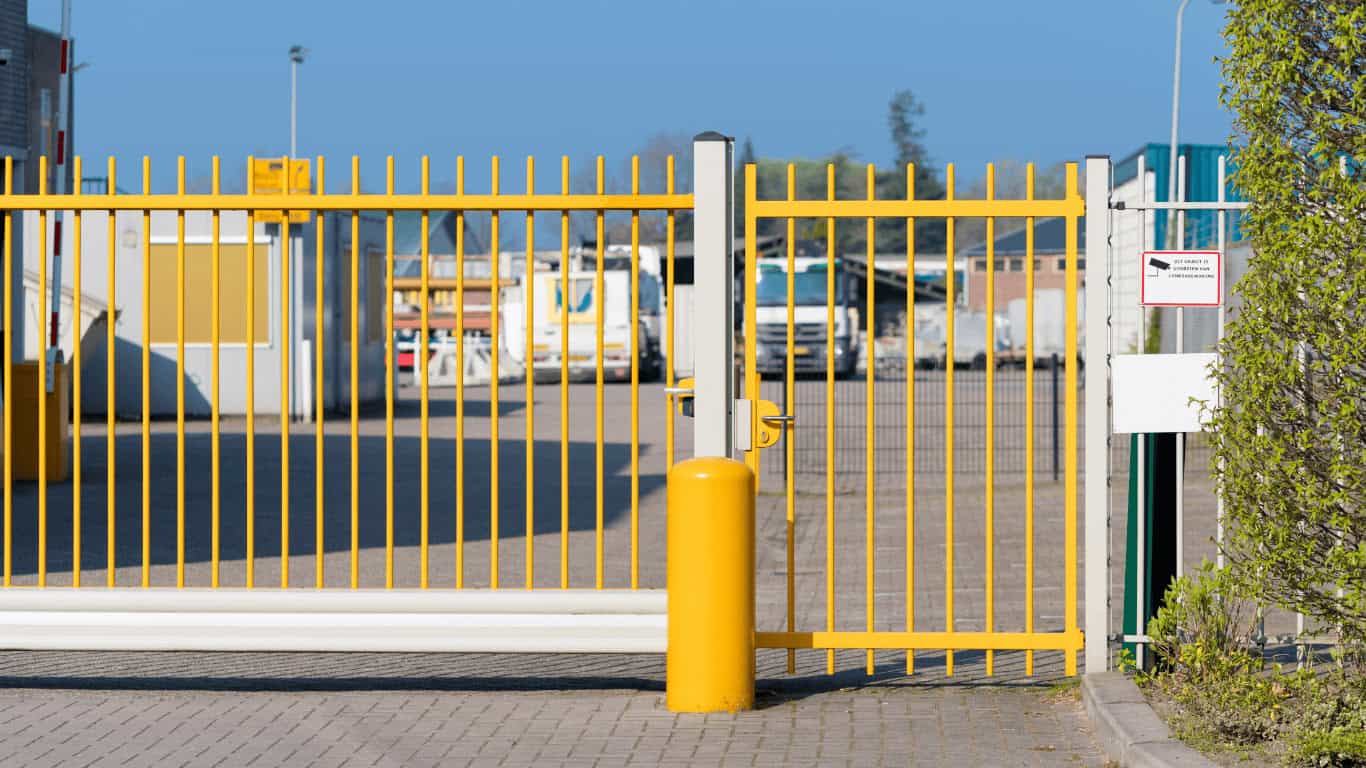 yellow swinging gate