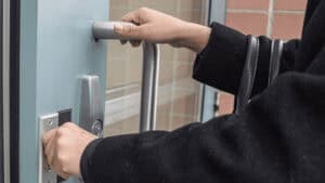 keycard entry system in use