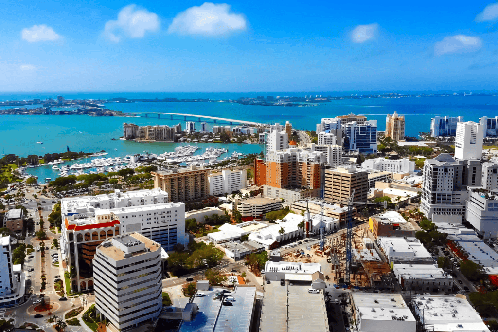 Aerial perspective of Sarasota, FL